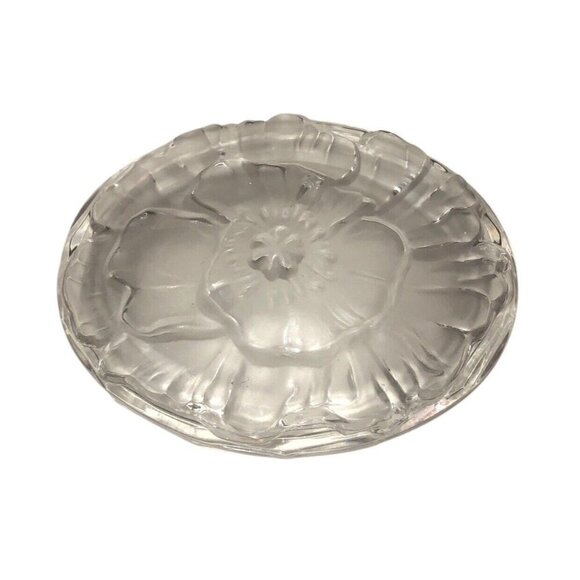 GORHAM Lead Crystal Satin Floral Oval Lid Glass Elegant German Trinket Dish/Box - Picture 1 of 4